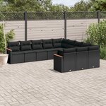 vidaXL Salon de jardin 11 Pièces avec coussins noir résine tressée
