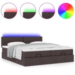 VidaXL Cadre de lit ottoman avec matelas marron foncé 180x200 cm tissu