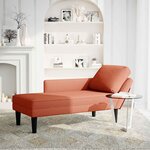 vidaXL Chaise longue avec coussin rouge orange tissu en velours côtelé