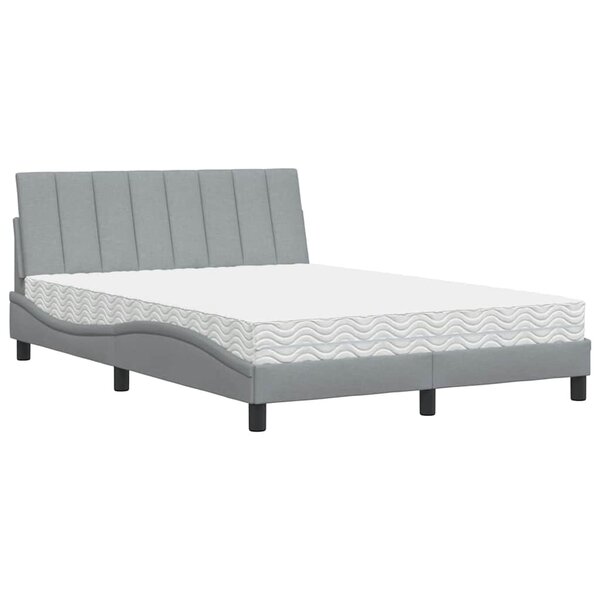 vidaXL Lit avec matelas Hanko gris clair 140x200 cm tissu