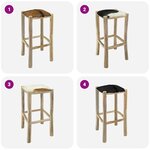 vidaXL Tabouret de bar cuir de chèvre et bois de teck solide