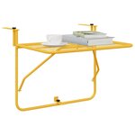 vidaXL Table Suspendue de Balcon Moutarde 60 x 39 x 65 cm Acier