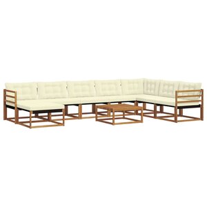vidaXL Ensemble de canapés d'extérieur 9 Pièces Naturel et Crème