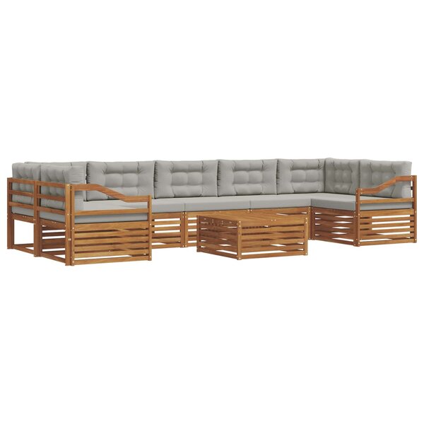 vidaXL Ensemble de canapés d'extérieur 8 pc Gris Naturel et Clair