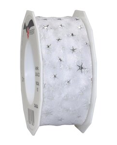 Organza avec étoiles canada 20-m-rouleau 40 mm blanc
