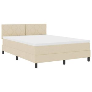 vidaXL Lit boxspring avec matelas Crème 160 x 200 cm tissu