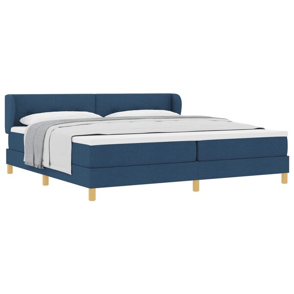 vidaXL Lit à ressorts avec matelas Bleu 200 x 200 cm tissu