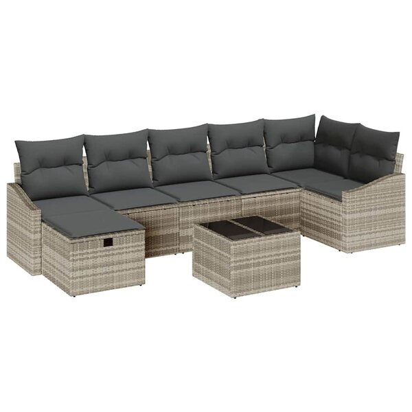 vidaXL Ensemble de canapé de jardin 8 Pièces Gris clair 55 x 62 x 69 cm