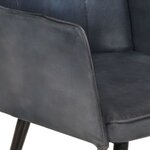 vidaXL Chaise à oreilles avec repose-pied Gris Cuir véritable