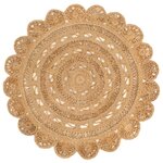 vidaXL Tapis Jute tressé à la main 150 cm Rond