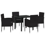 vidaXL Ensemble de repas de jardin 5 pièces avec coussins en rattan poly noir