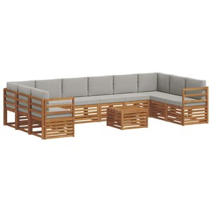 vidaXL Ensemble de canapés d'extérieur 11 pc Gris Naturel et Clair