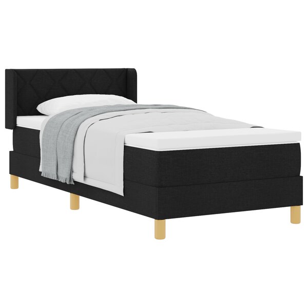 vidaXL Lit à ressorts avec matelas noir 90x200 cm en tissu