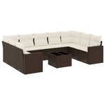 vidaXL Salon de jardin 10 Pièces avec coussins marron résine tressée