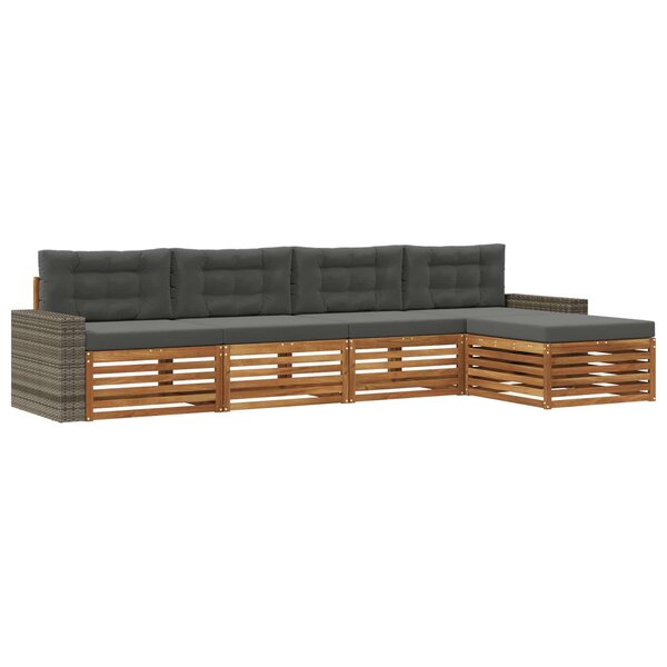 vidaXL Ensemble de canapés d'extérieur 5 pc Naturel et Anthracite
