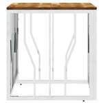 vidaXL Table basse argenté acier inoxydable et bois massif d'acacia