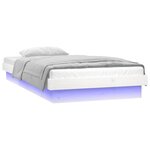 vidaXL Cadre de lit à LED sans matelas blanc 90x200 cm bois massif