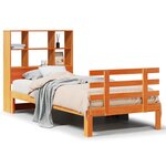 vidaXL Lit bibliothèque sans matelas cire marron 90x200 cm pin massif