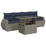 vidaXL Salon de jardin 5 Pièces avec coussins gris résine tressée acacia