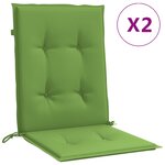 vidaXL Coussins de chaise à dossier bas lot de 2 vert mélangé tissu