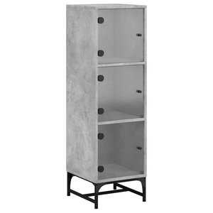 vidaXL Buffet avec portes en verre gris béton 35x37x120 cm