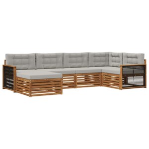 vidaXL Ensemble de canapés d'extérieur 6 Pièces Naturel et gris clair