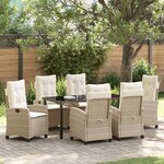 vidaXL Ensemble de salle à manger pour jardin 7 Pièces Beige polyrotin