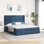 VidaXL Cadre de lit ottoman avec matelas bleu 180x200 cm tissu