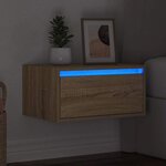 vidaXL Table de chevet murale avec lumières LED chêne sonoma