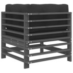 vidaXL Canapé d'angle avec coussins gris bois de pin solide