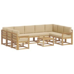vidaXL Ensemble de canapés d'extérieur 10 Pièces Blanc et Beige
