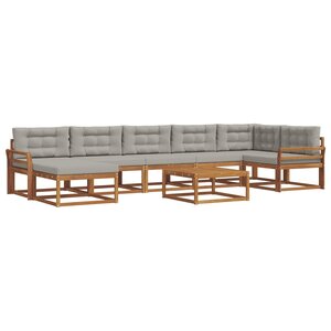 vidaXL Ensemble de canapés d'extérieur 8 Pièces Gris Naturel et Clair