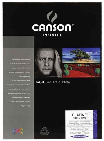 INFINITY Papier photo 'Platine Fibre Rag', 310 g/m2, 25 feuilles CANSON