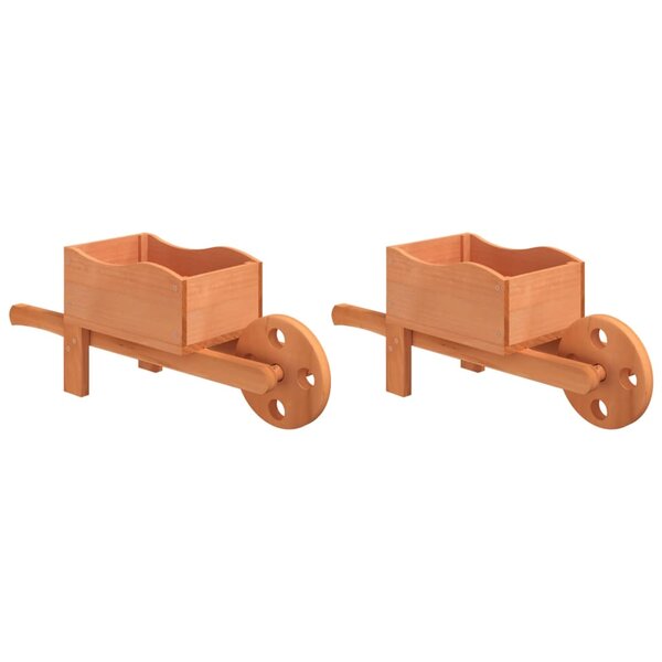 vidaXL Jardinières brouette 2 Pièces 47x15x19 cm bois de sapin massif