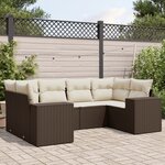 vidaXL Salon de jardin avec coussins 6 Pièces marron résine tressée