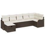 vidaXL Ensemble de canapé de jardin 7 Pièces Marron Poly rotin