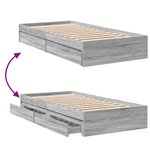 vidaXL Cadre de lit avec tiroirs sans matelas sonoma gris 90x200 cm