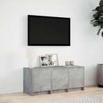 vidaXL Meuble TV avec LED gris béton 97x34x40 cm bois d'ingénierie