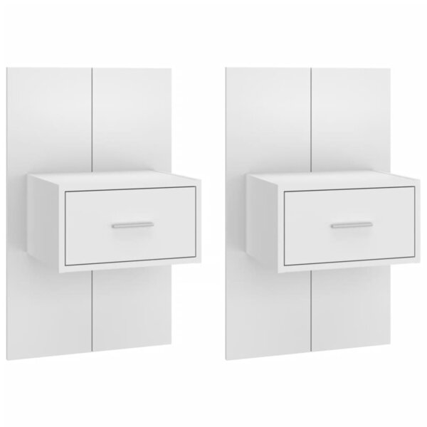 vidaXL Tables de chevet murales 2 Pièces Blanc