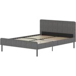 Lit adulte SIME - 140 x 190 cm - Sommier inclus - Gris