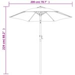 vidaXL Parasol Noir 200x224 cm Aluminium