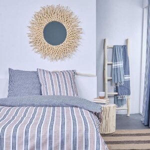 Parure de lit 220 x 240 cm - coton imprimé rayé