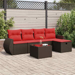 vidaXL Salon de jardin avec coussins 6 Pièces marron résine tressée