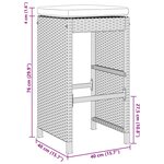 vidaXL Tabourets de bar jardin coussins lot de 2 noir résine tressée