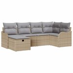 vidaXL Ensemble de canapé de jardin 6 Pièces Beige Poly rotin