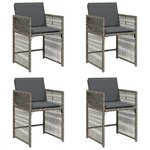 vidaXL Chaises de jardin avec coussins lot de 4 gris résine tressée