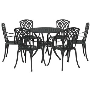 vidaXL Ensemble de salle à manger pour jardin 7 Pièces Noir Aluminium