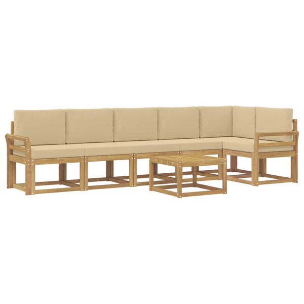 vidaXL Ensemble de canapés d'extérieur 7 Pièces Blanc et Beige Polyester