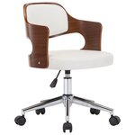 vidaXL Chaise pivotante de bureau Blanc Bois courbé et similicuir