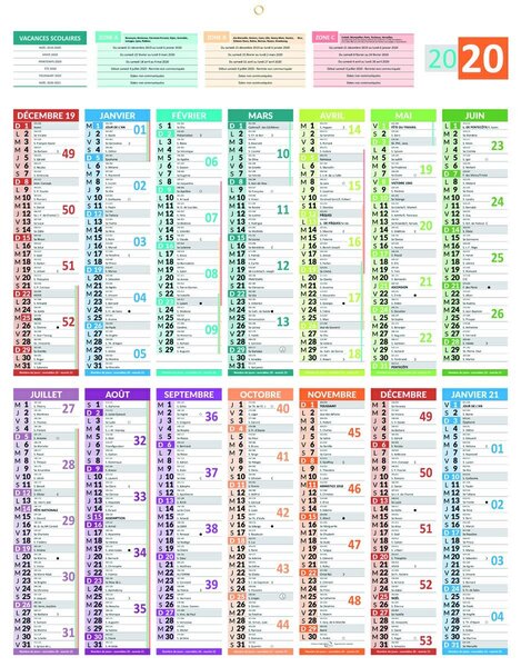 Calendrier bancaire année civile Carte de France 55 x 43 cm BOUCHUT